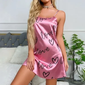 Summer Women Fashion Lace Sexy Sleeveless U-Neck Spaghetti Strap Lingerie Sain Sleepwear Comfortable Nightwear Home Clothes