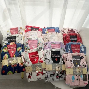 2025 New Pajamas Suit Cotton 2 Piece Set Women Print Cartoon Nightwear Long Sleeve Trousers Set Autumn Loungewear Home Clothes